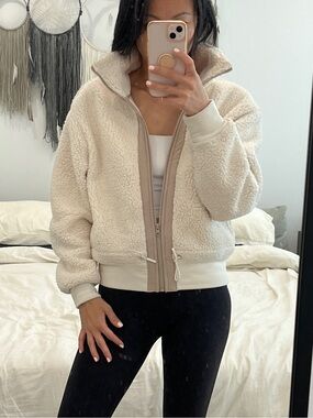 Joe Fresh x Sasha Exeter Cream Teddy Sherpa Fleece Zip Jacket XS
